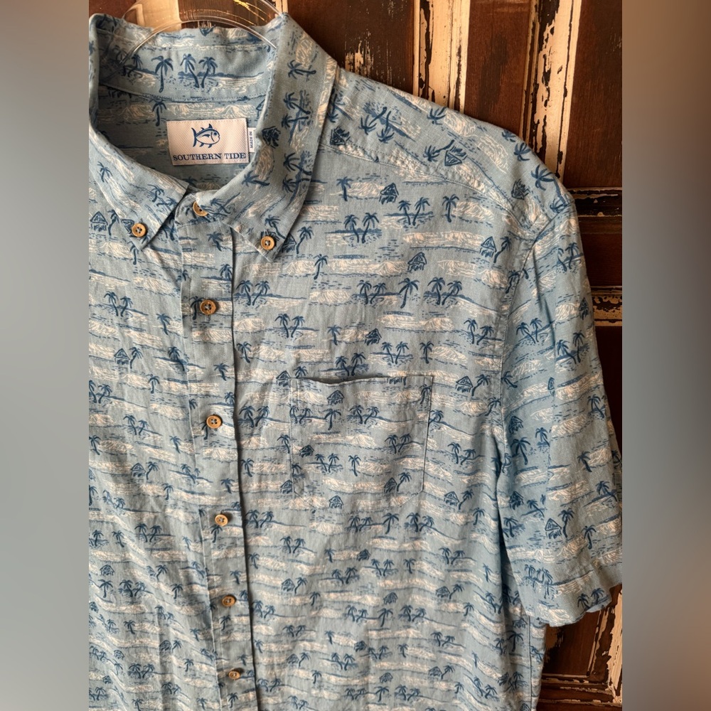 Southern Tide Linen blend shirt sleeve shirt - size L
